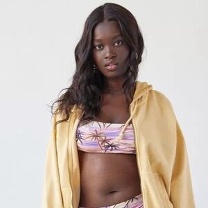 Out From Under Palm Airbrush bikini top size Large NWT